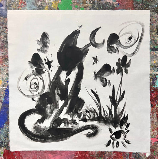 Black & White Curiosity Cat Sketch / June 2025