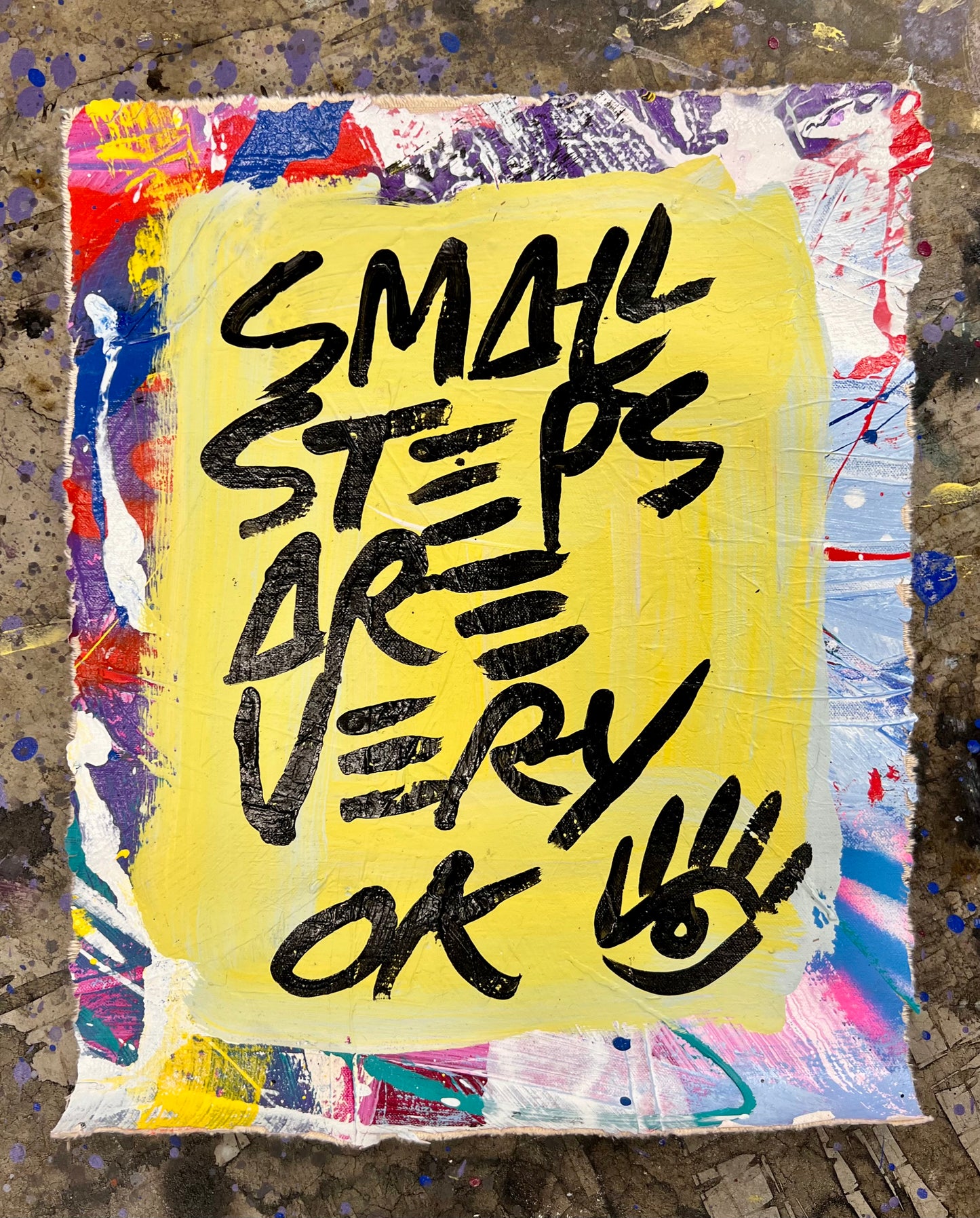 Small Steps / Yellow, Red, & White / Abstract Mantra / June 2026