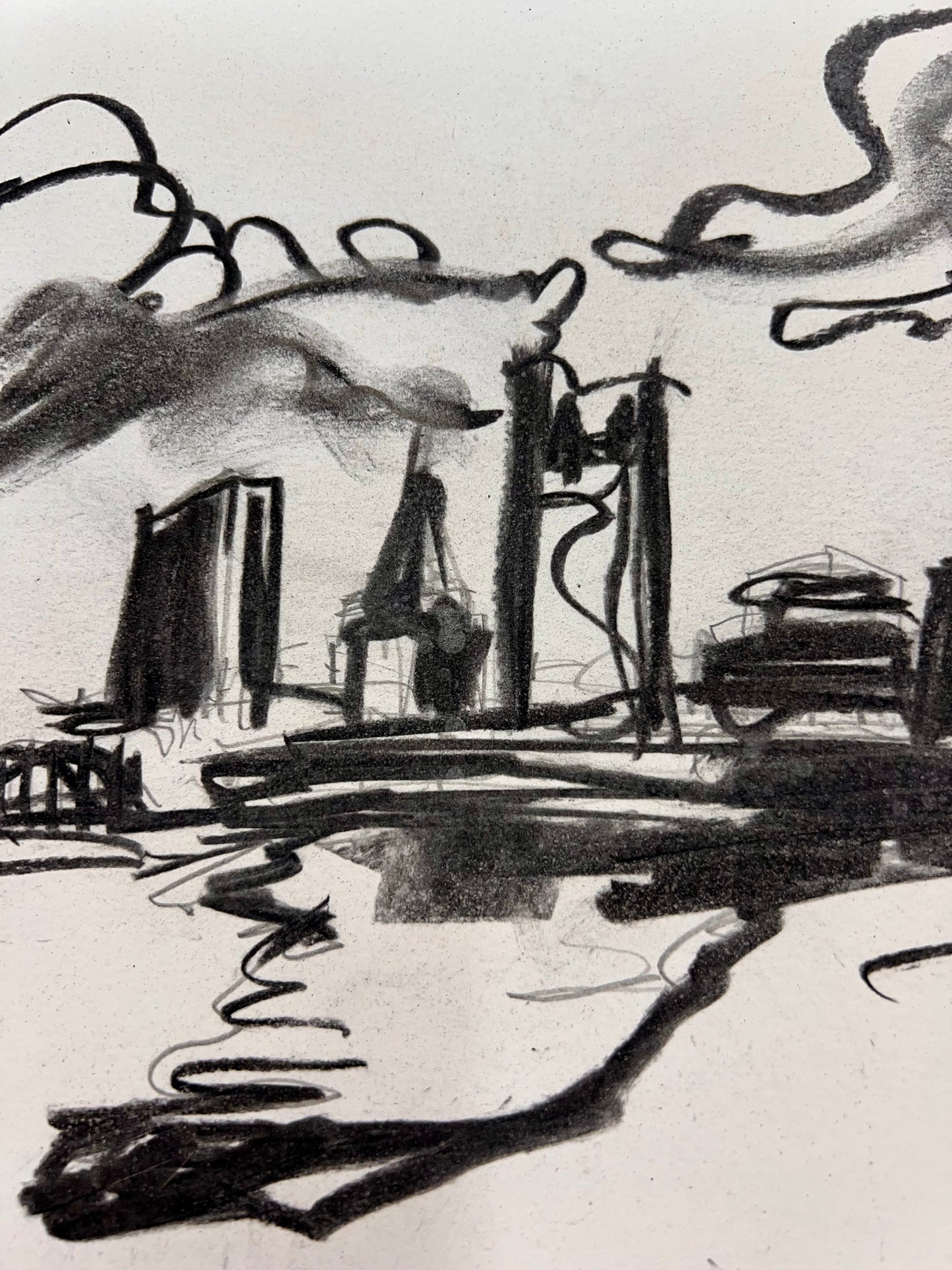 Black & White Skyline Sketch / Archival Paper / Sunday Collection / August 2025