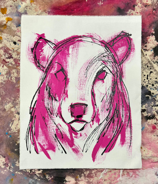 Bear Sketch / pink, black & white / January 2024