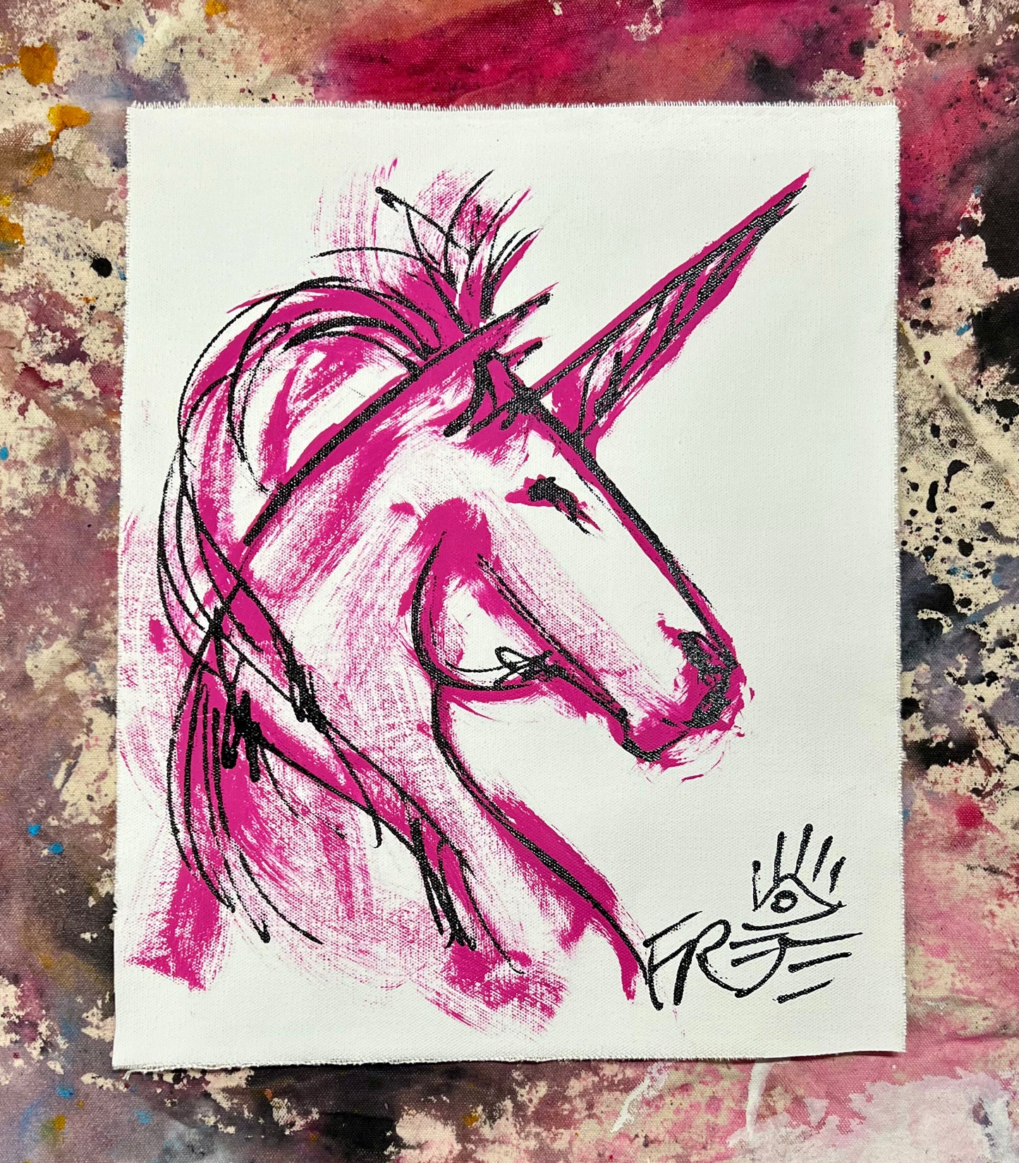 Unicorn Sketch / pink, black & white / January 2024