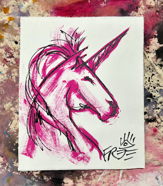 Unicorn Sketch / pink, black & white / January 2024