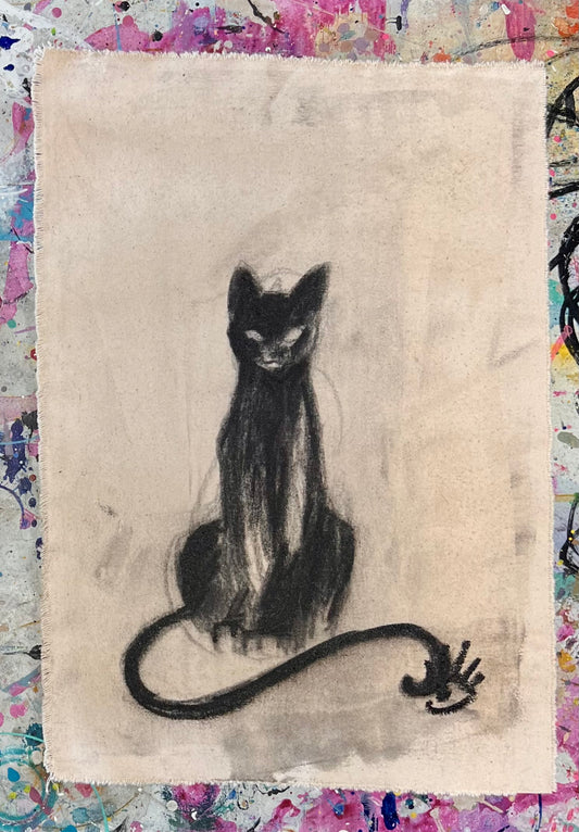 Charcoal Curiosity Cat Sketch / Wednesday Refresh / September 2025