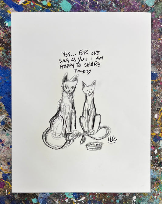 For One Such As You / Black & White Cats Sketch / Archival Paper / Sunday Collection / August 2025