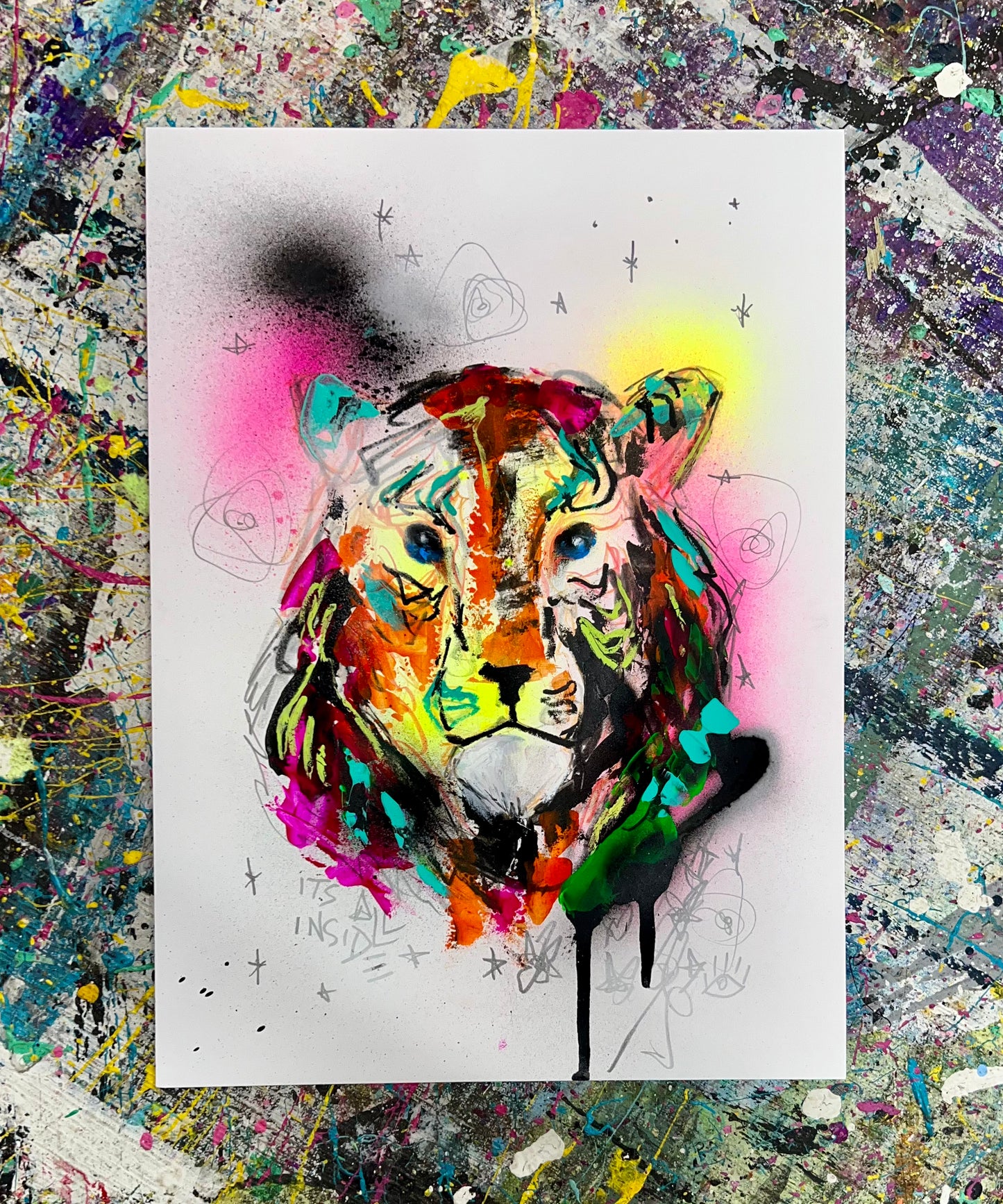 Focus Learned / Tiger / Mixed-Media on Archival Paper / November 2023