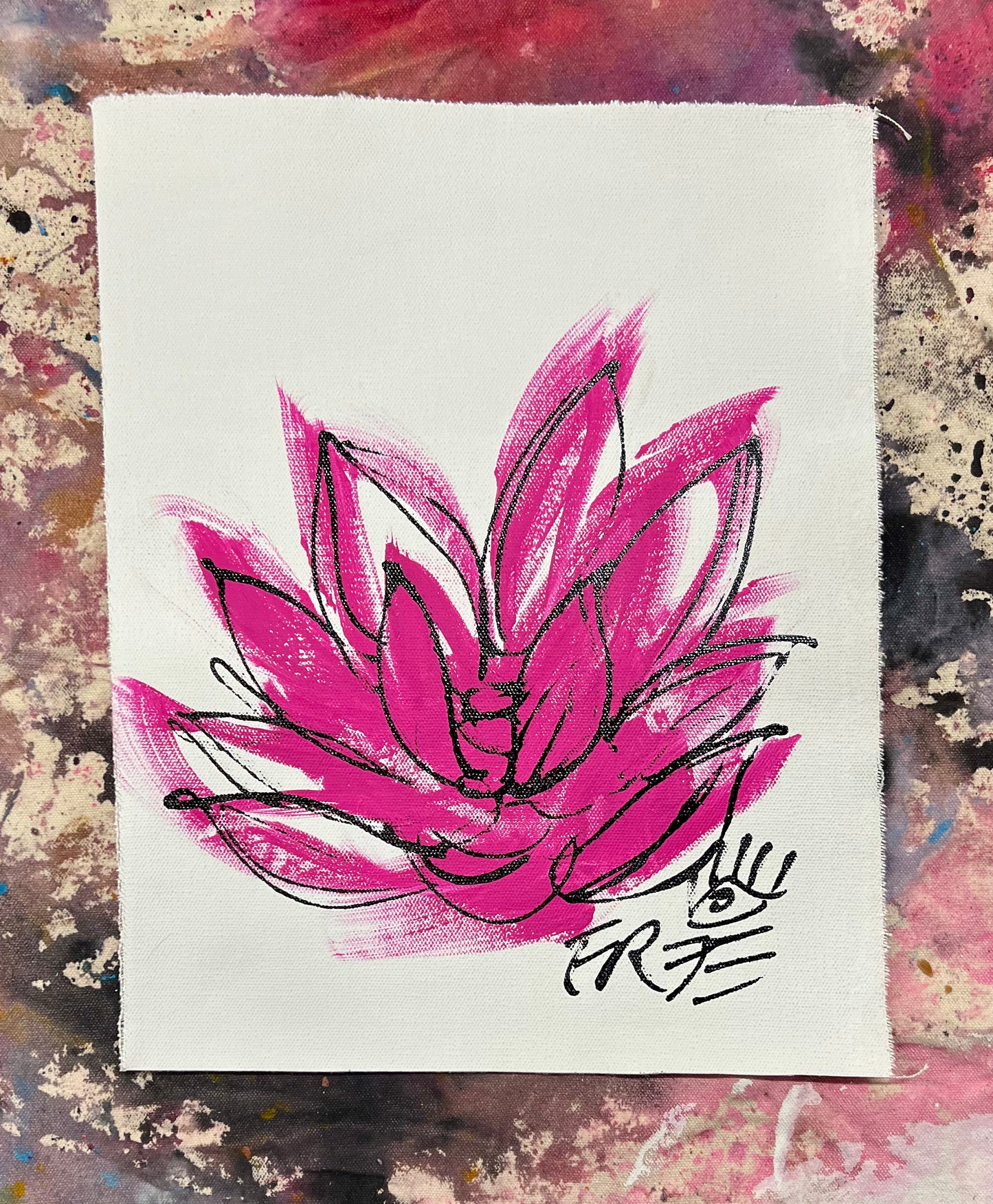 Lotus Sketch 2 / pink, black & white / January 2024