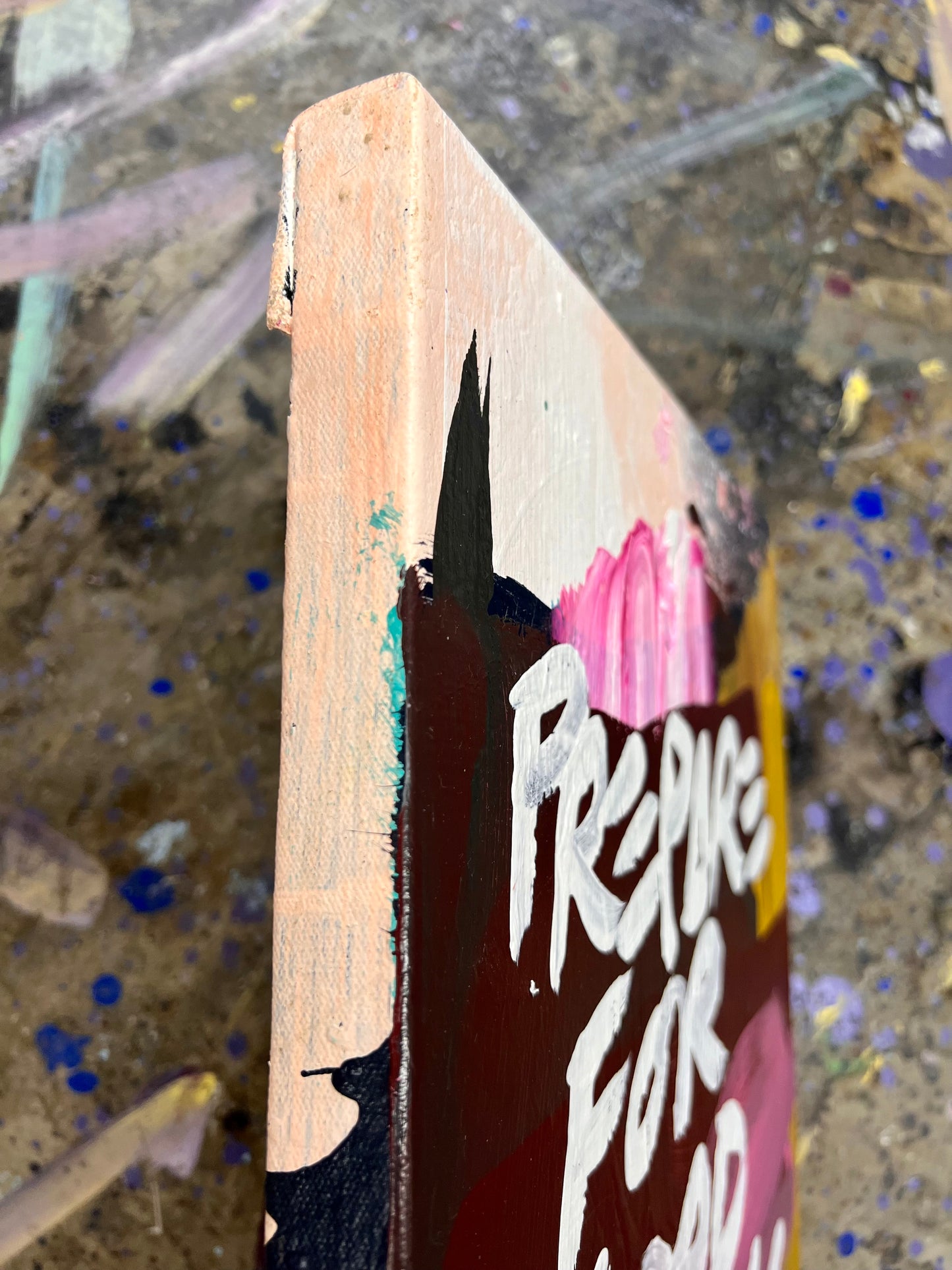 Prepare For Good Things / Pink, Mahogany, & White / Abstract Stretched Mantra / June 2026