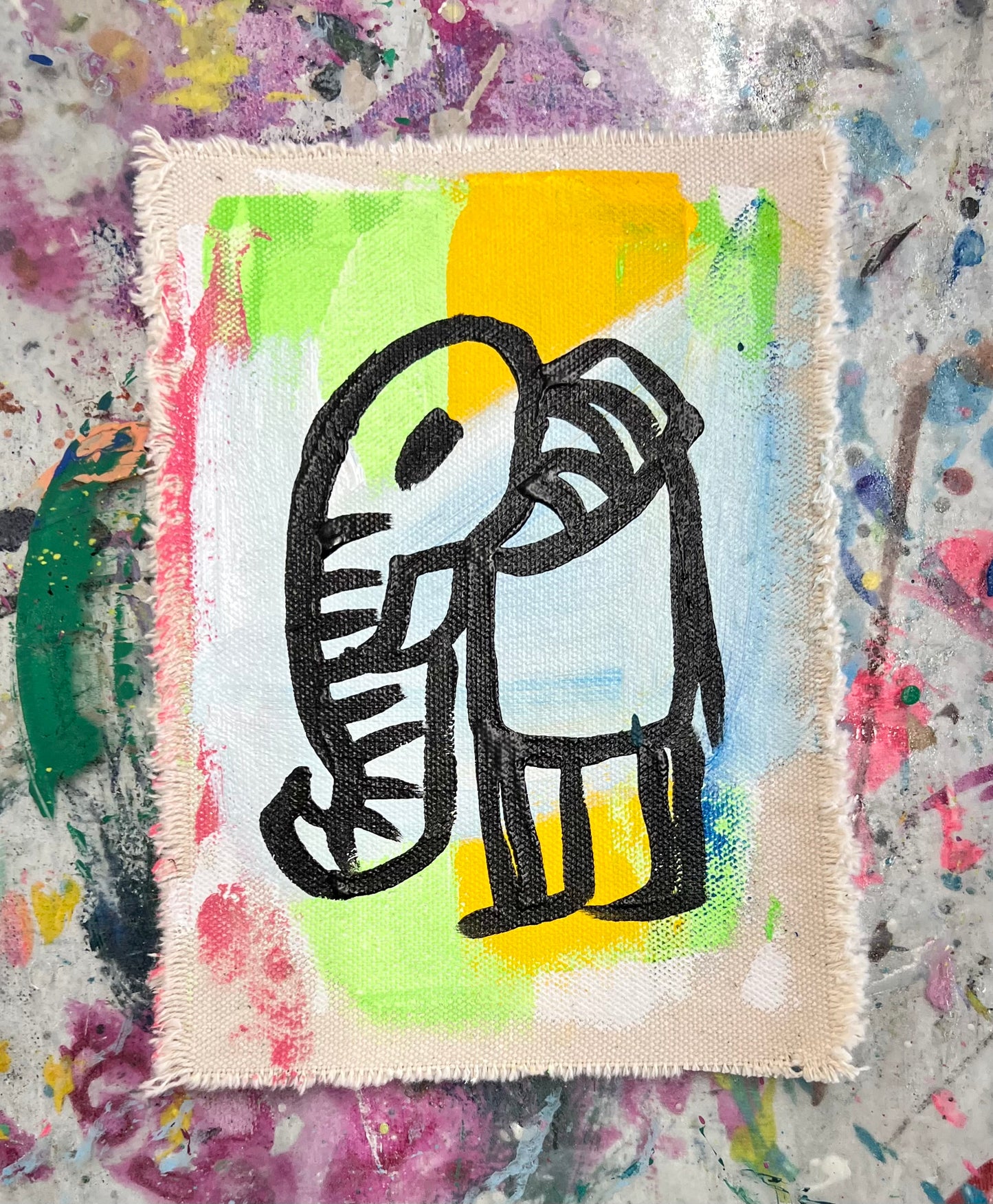 Cave Elephant / Yellow & Green / Pocket Art / September 2024