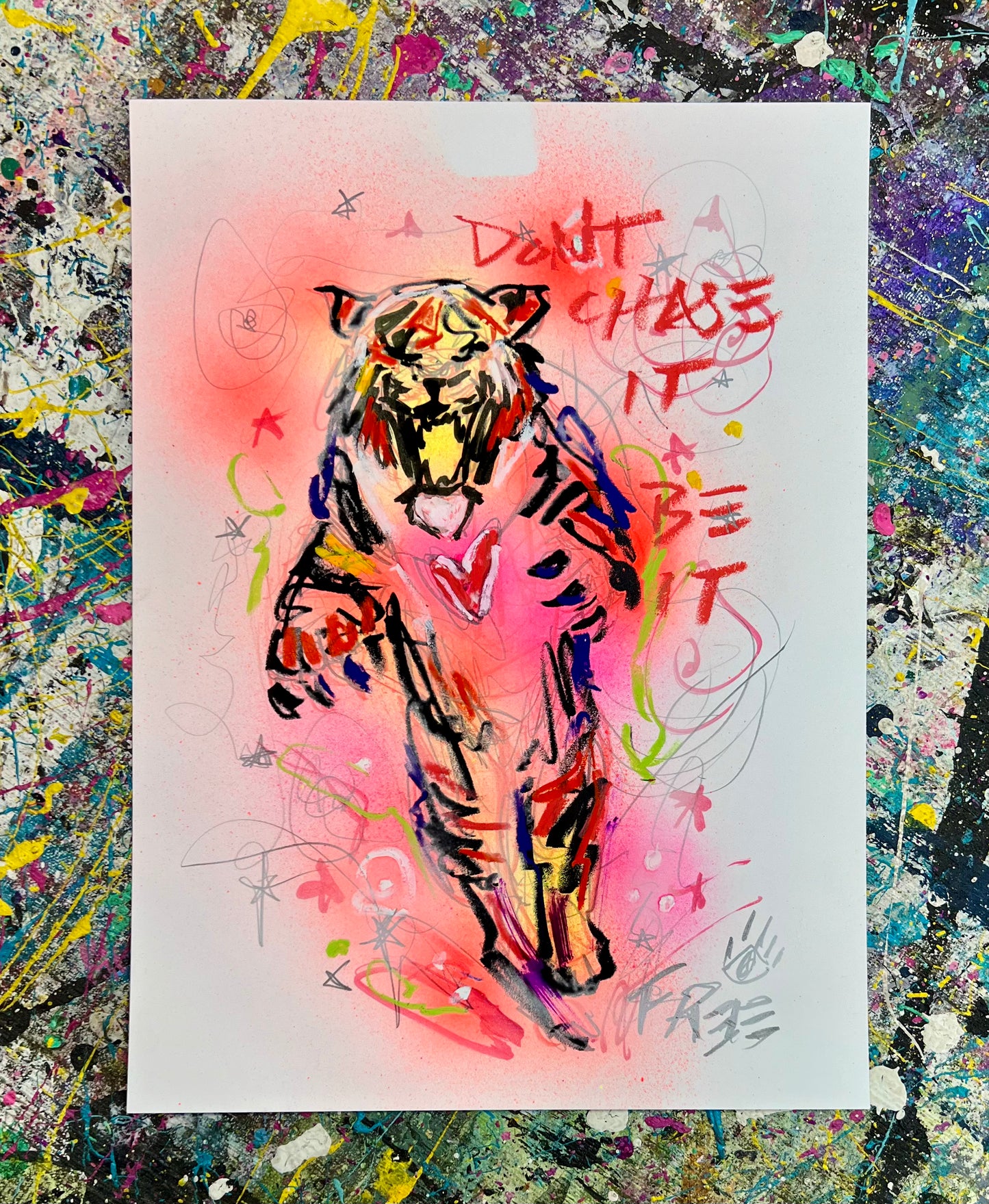 A Non Burdensome Gift / Tiger / Mixed-Media on Archival Paper / November 2023