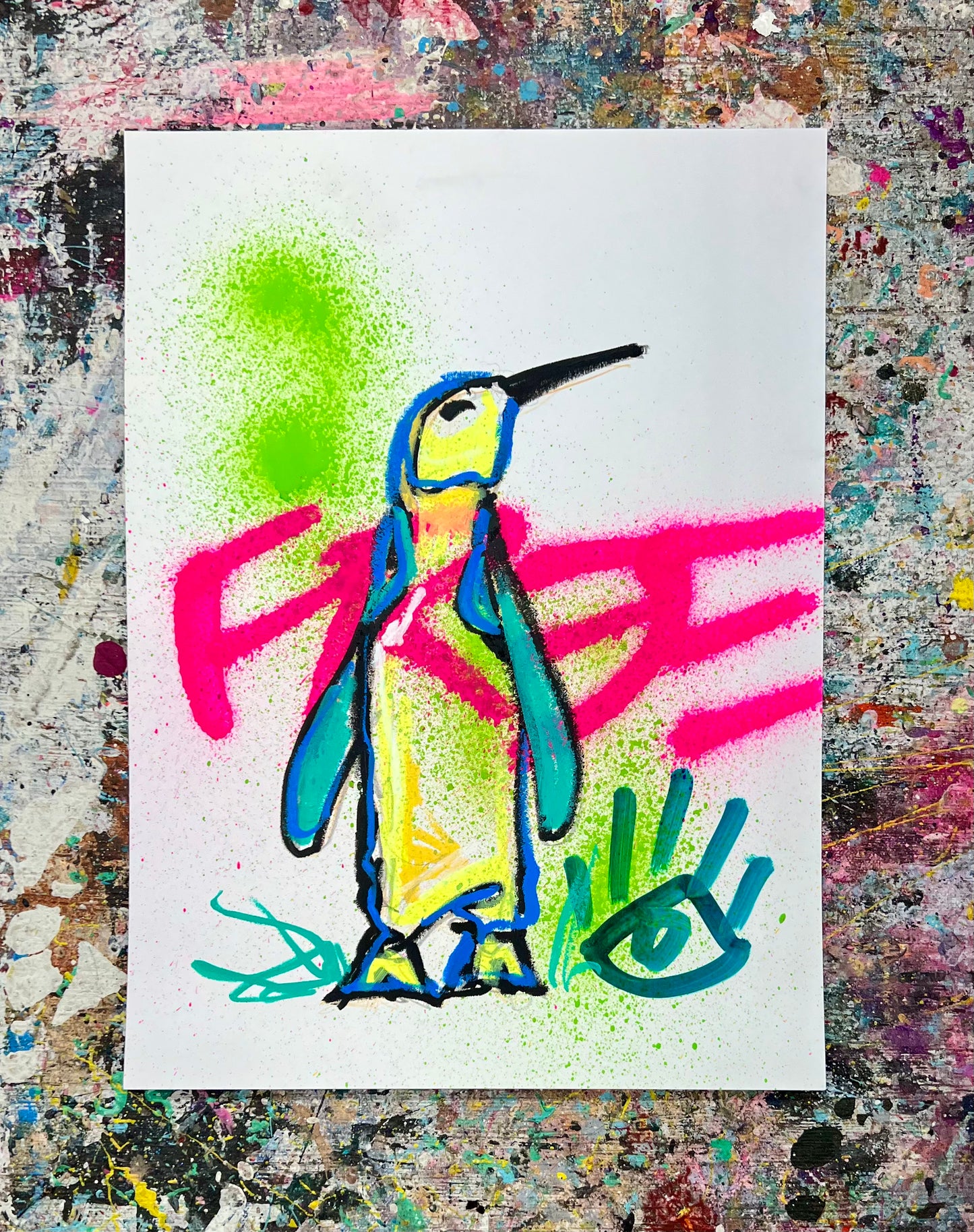 Small Steps / Penguin / Mixed-Media on Archival Paper / November 2023