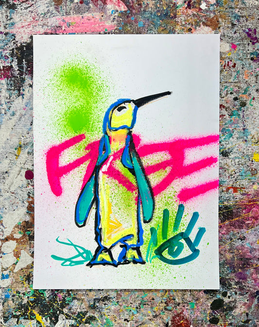 Small Steps / Penguin / Mixed-Media on Archival Paper / November 2023