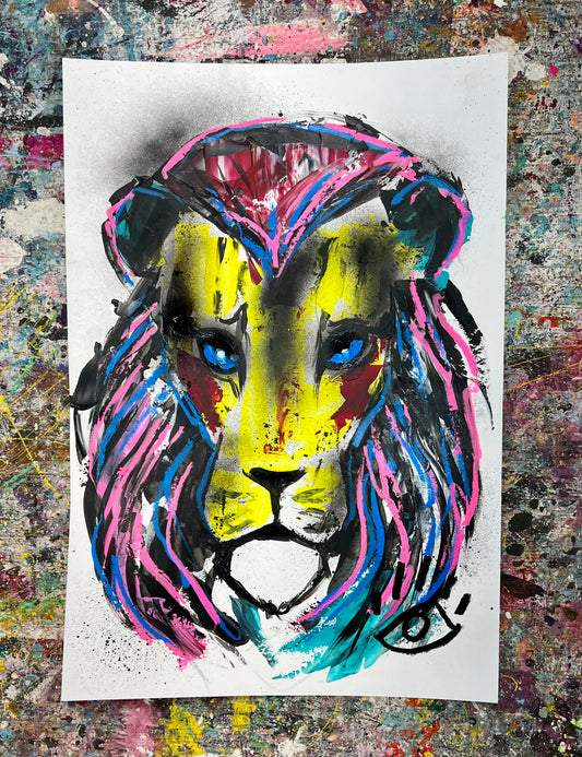 Amazing Things / Lion / Mixed-Media on Archival Paper / November 2023
