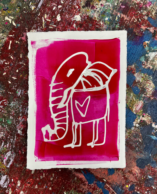 Cave Elephant Sketch / Fuchsia / Archival Paper / BOGO Originals / January 2026