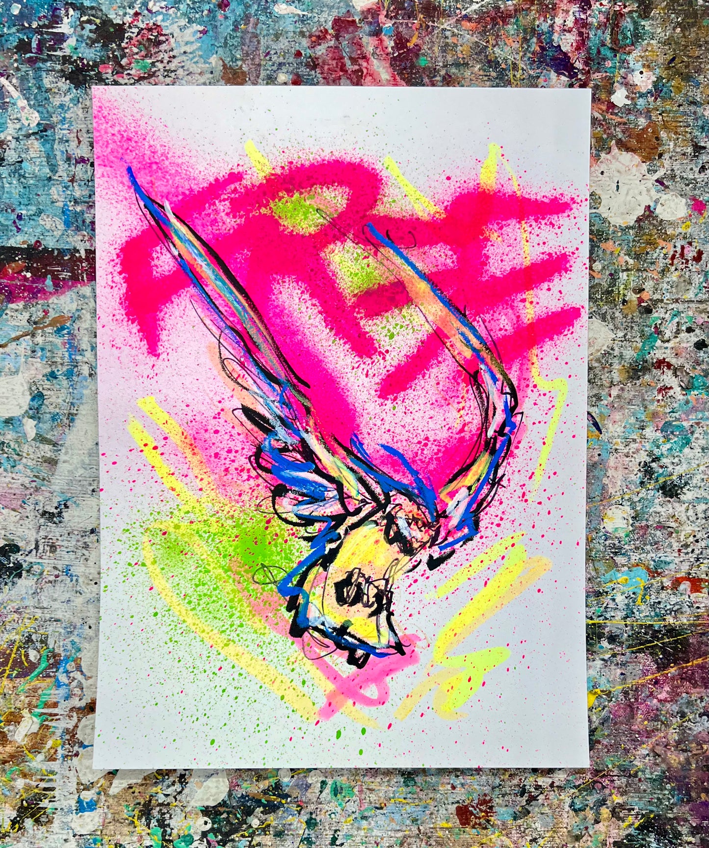 Eyes on It / Flying Owl / Mixed-Media on Archival Paper / November 2023