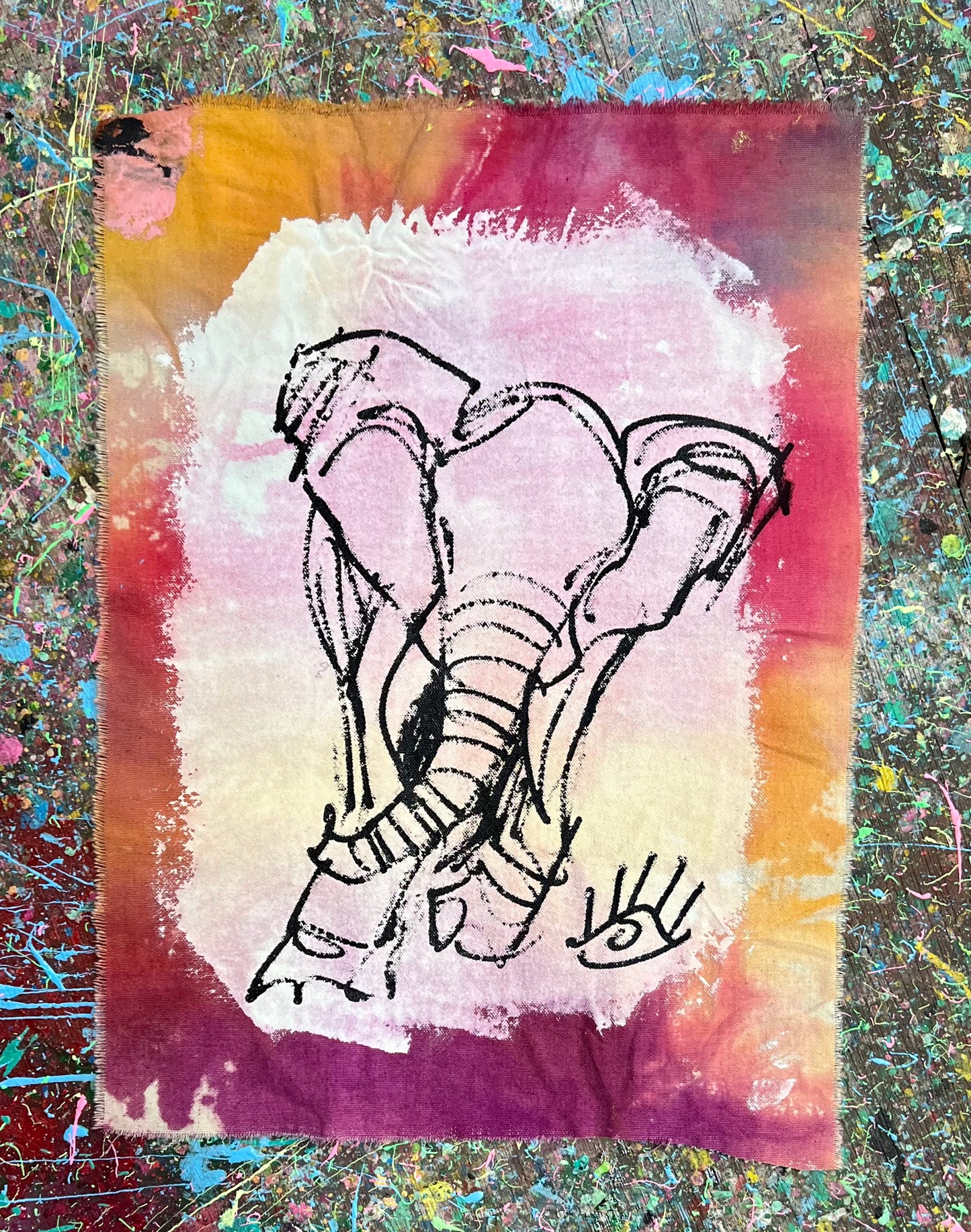 Amazing Things / Hand Dyed Fabric / Elephant Sketch & Mantra Set / January 2024
