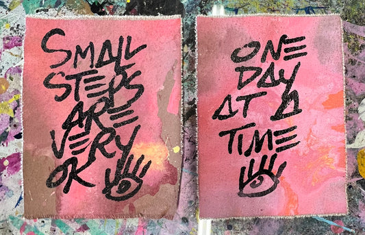 Small Steps & One Day at a Time / Pink, Coral & Mauve  / Collection of 2 / April 2026