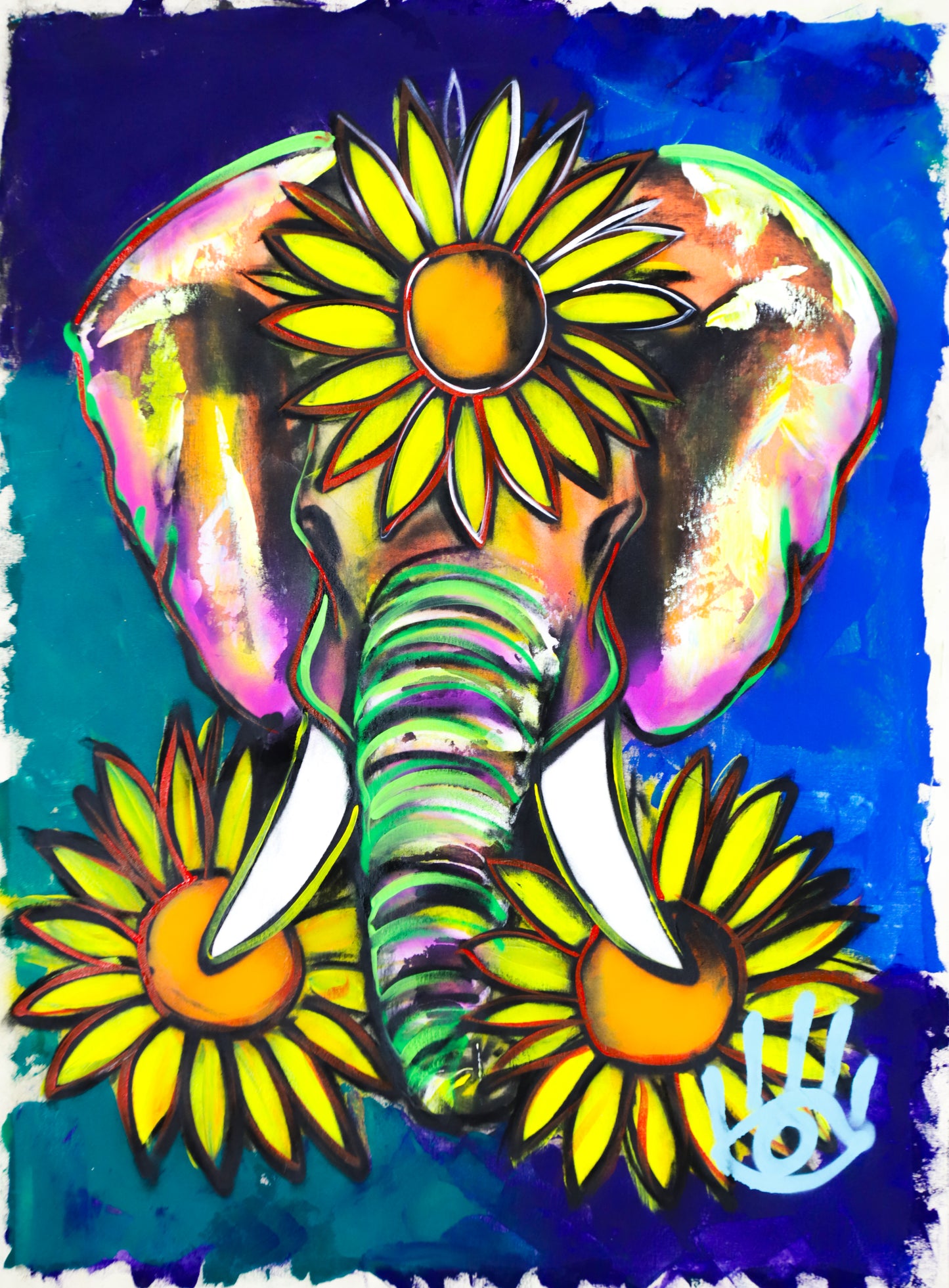 Sunflower Elephant / Canvas Reproduction / June 2024