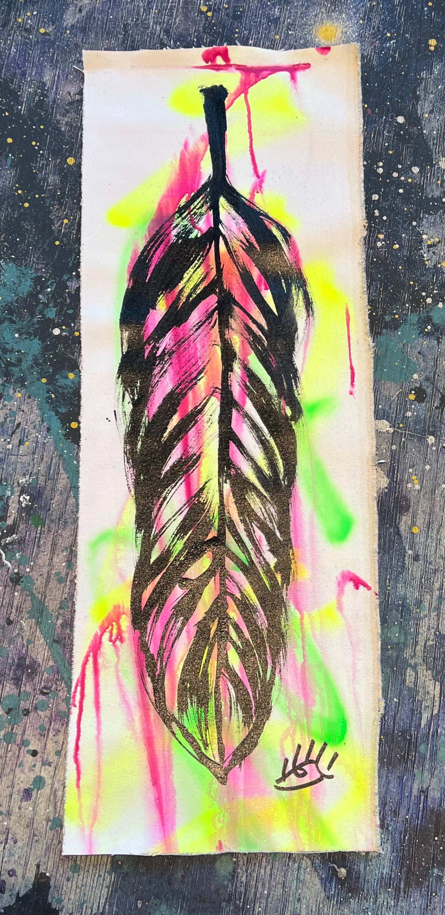 Green+Yellow / abstract feather / August 2023