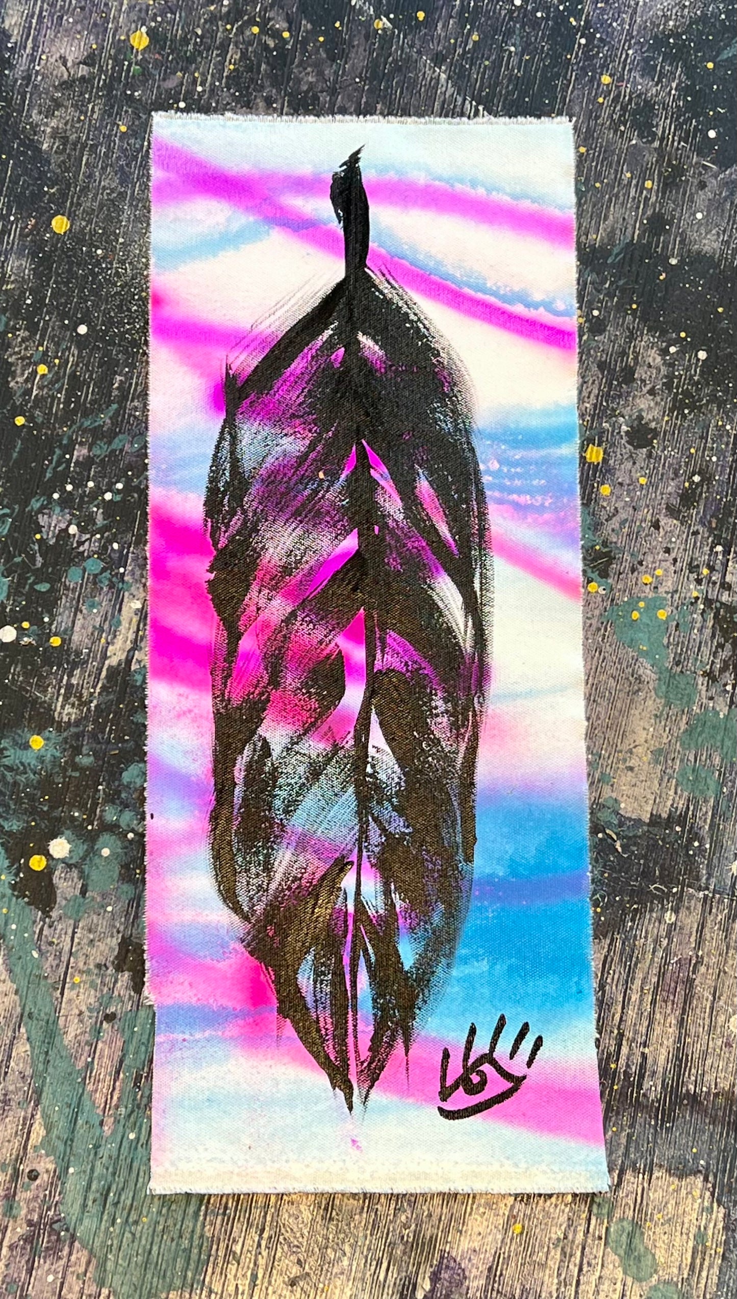 Pink+blue colorwash / feather no. 3 / August 2023