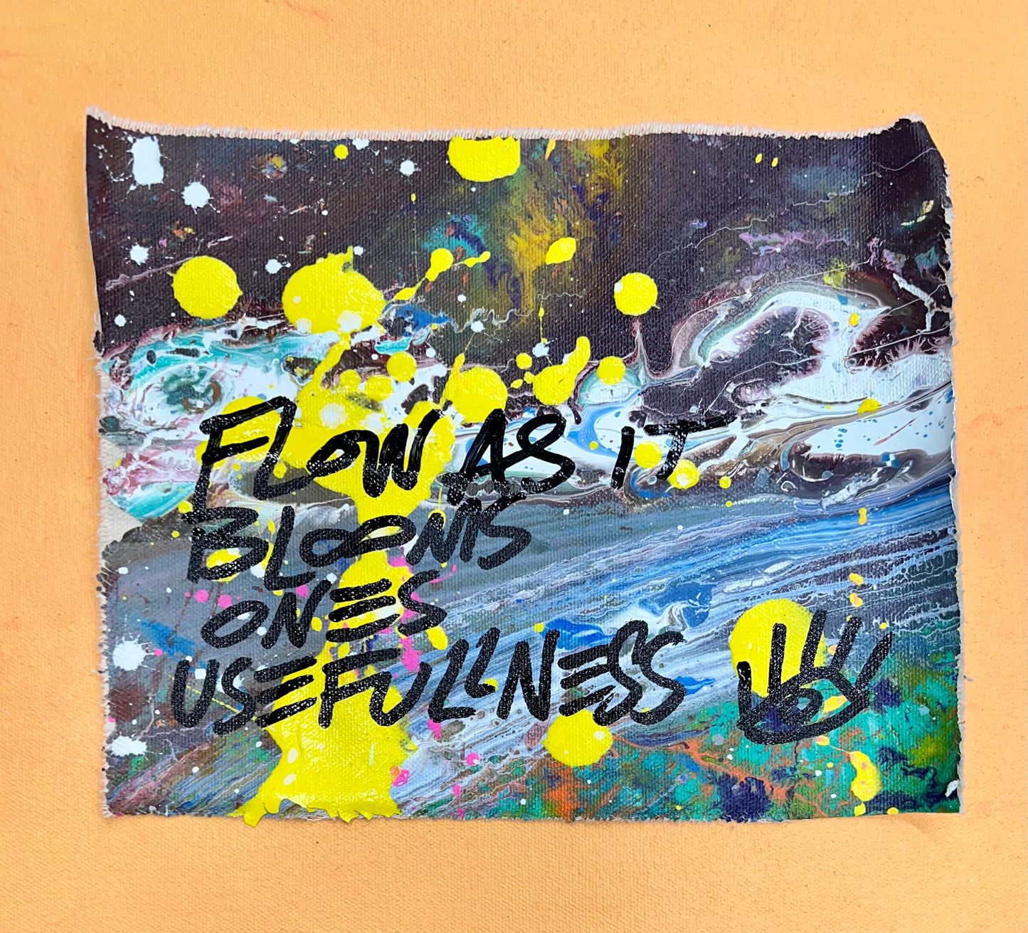 Flow as it blooms / Colorwash/Splatter pocket art / August 2023