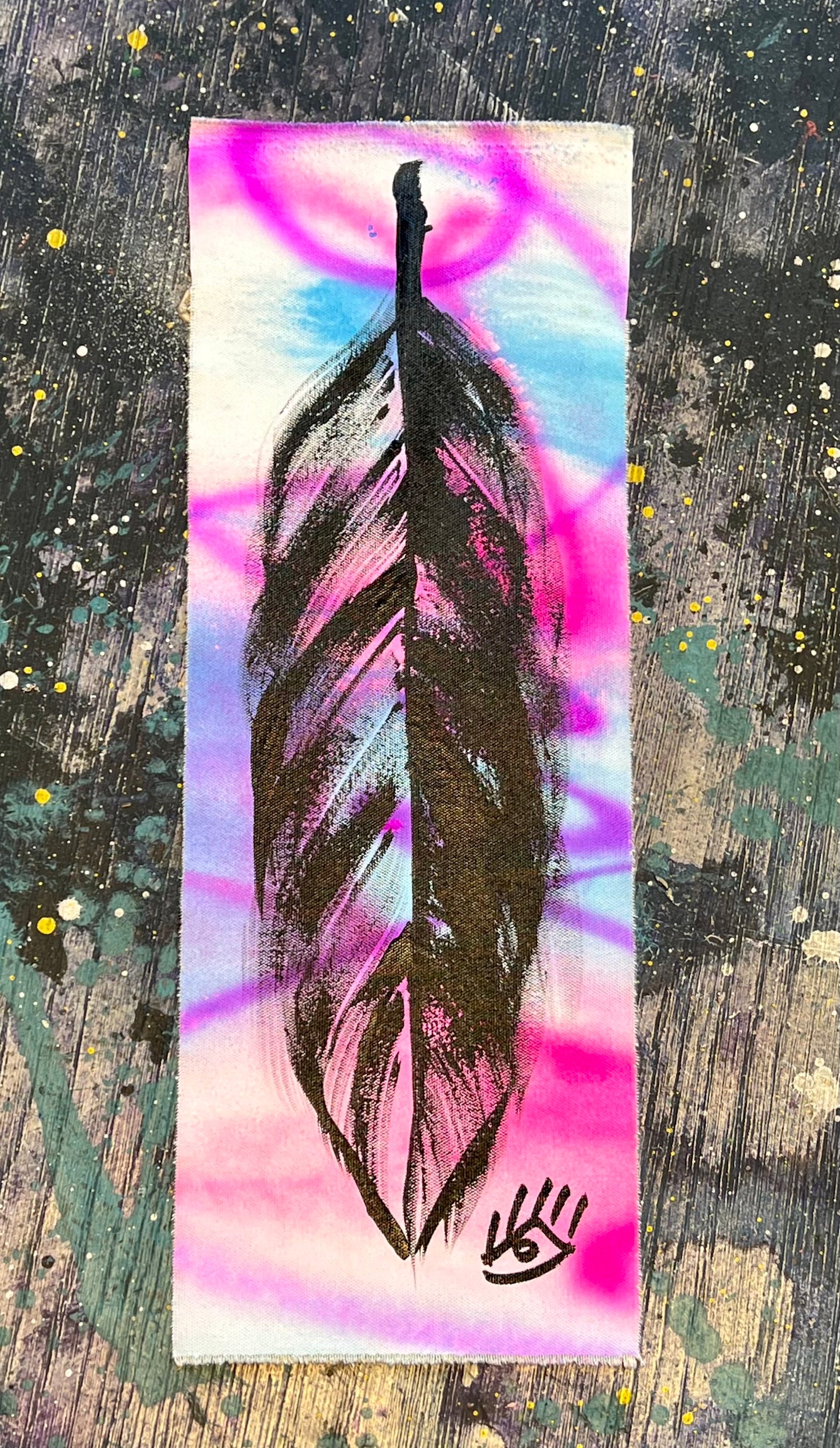 Pink+blue colorwash / feather no. 2 / August 2023